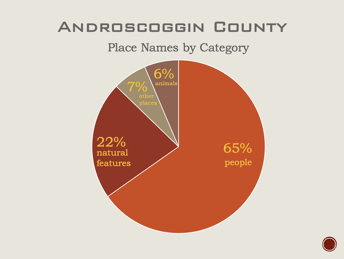 Graph of place name statistics for Androscoggin County, Maine. 